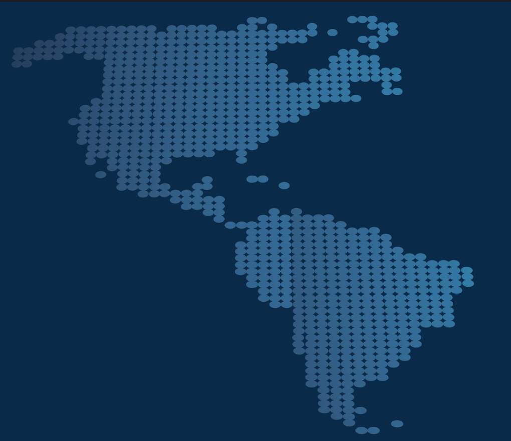 Mapa de América con presencia internacional